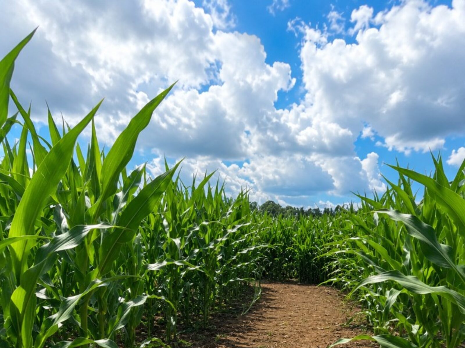 A dirt path through the corn maze